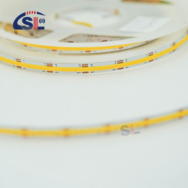Не водонепроницаемая 24v COB 320Ds 8mm Ra 80 CCT Трицветная светодиодная лента Cob