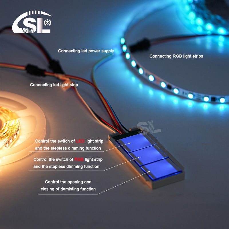 Сенсор касания 103g DC 12V 5A 60W Дефоггер Пэд зеркало RGB Led Stepless Dimming Три кнопки переключателя управления